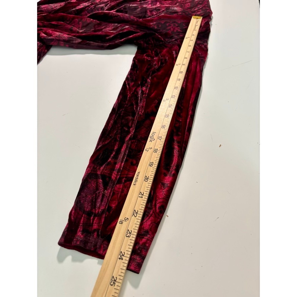 Velvet Cardigan Womens 1X Burgundy Burnout Paisley Witchy Whimsigoth Romantic - Picture 12 of 14